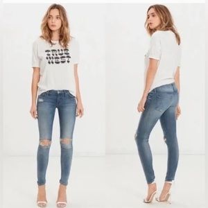 MOTHER THE LOOKER Blue Ankle & Cropped Jeans